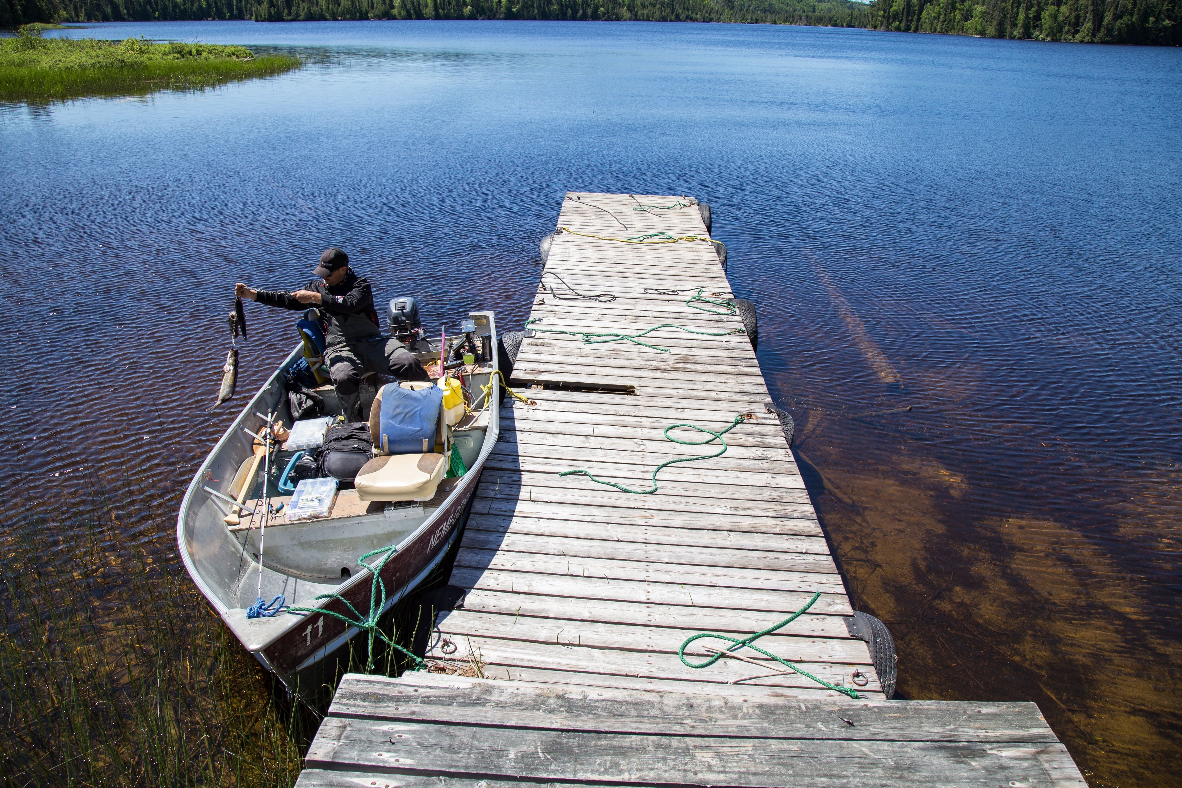 A fisherman loads up on the docks.
