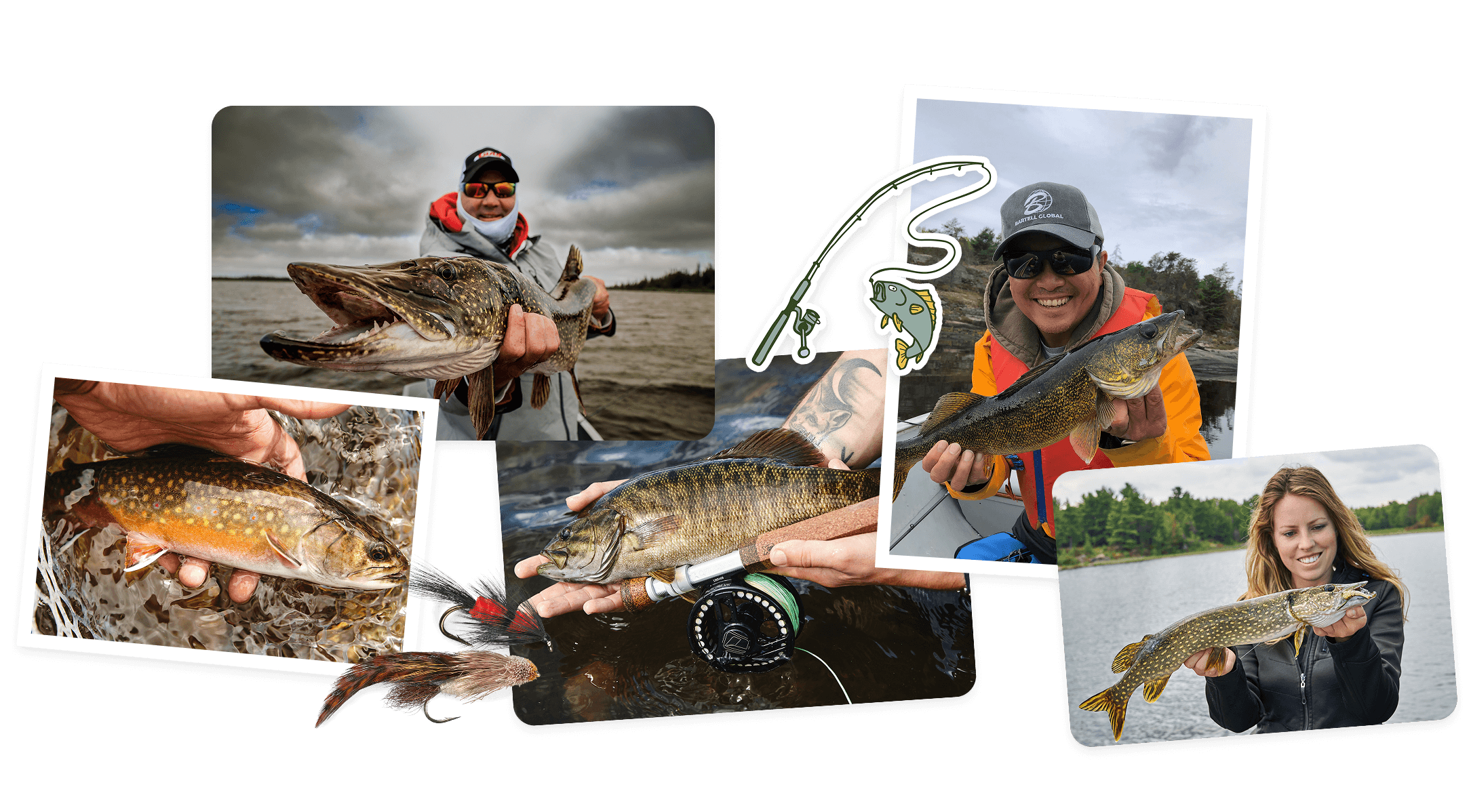 A collage of images of people holding their catch.