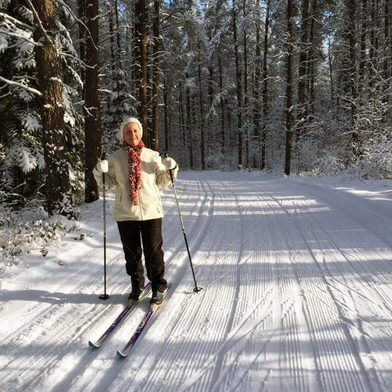 A woman skiing at the Temiskaming Nordic Ski Club.