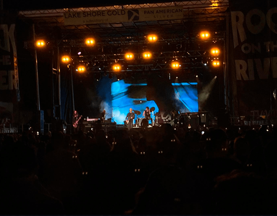 The stage at night for Rock on the River